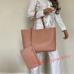 NWT Tory Burch 85984 Blake Tote In Pink Moon Pebble Leather Shoulder Bag Pouch